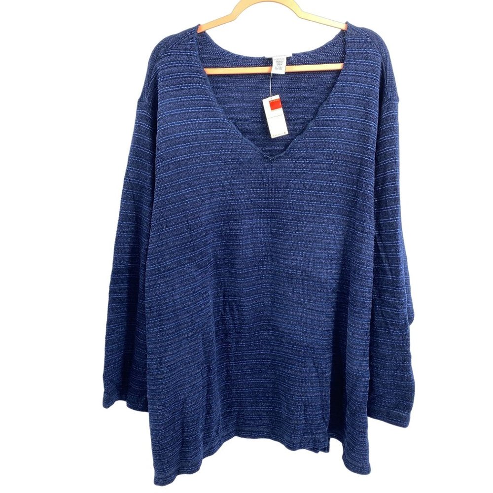 Avenue v-neck pull over sweater Size 30/32 blue soft NEW Plus Size